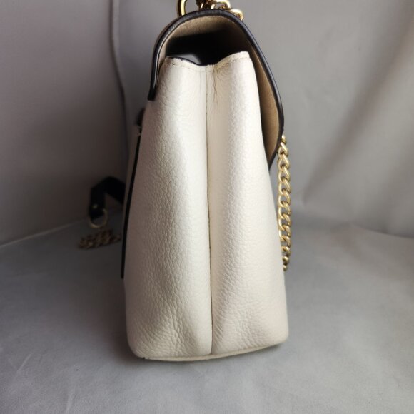 COACH Tammie colorblock shoulder bag crossbody cream and tan with black accent - Picture 6 of 9